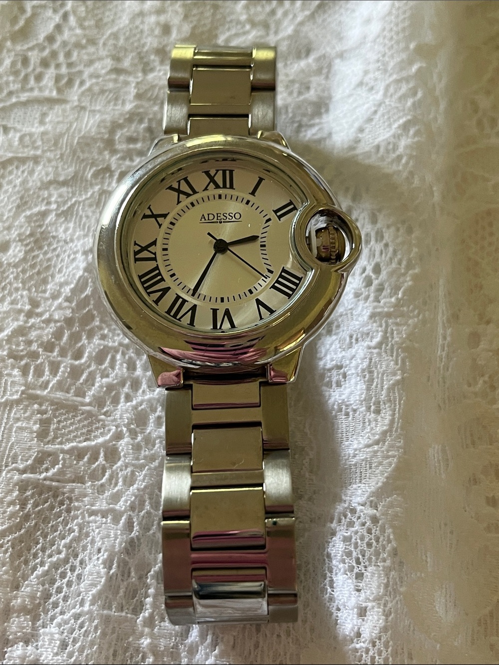 Adesso Silver-Tone Roman Numeral Bracelet Watch
